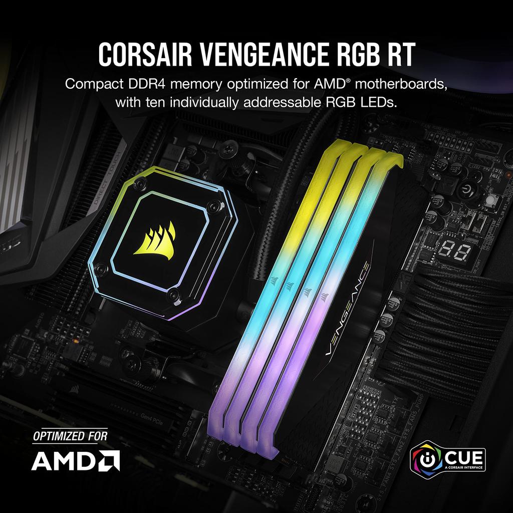 CORSAIR 4000MHz CL18 Desktop PC Memory with VENGEANCE RGB RT 16GB x CMN16GX4M2Z4000C18 New Model Optimized for DDR4-16GB [2 8GB] (2021 AMD)
