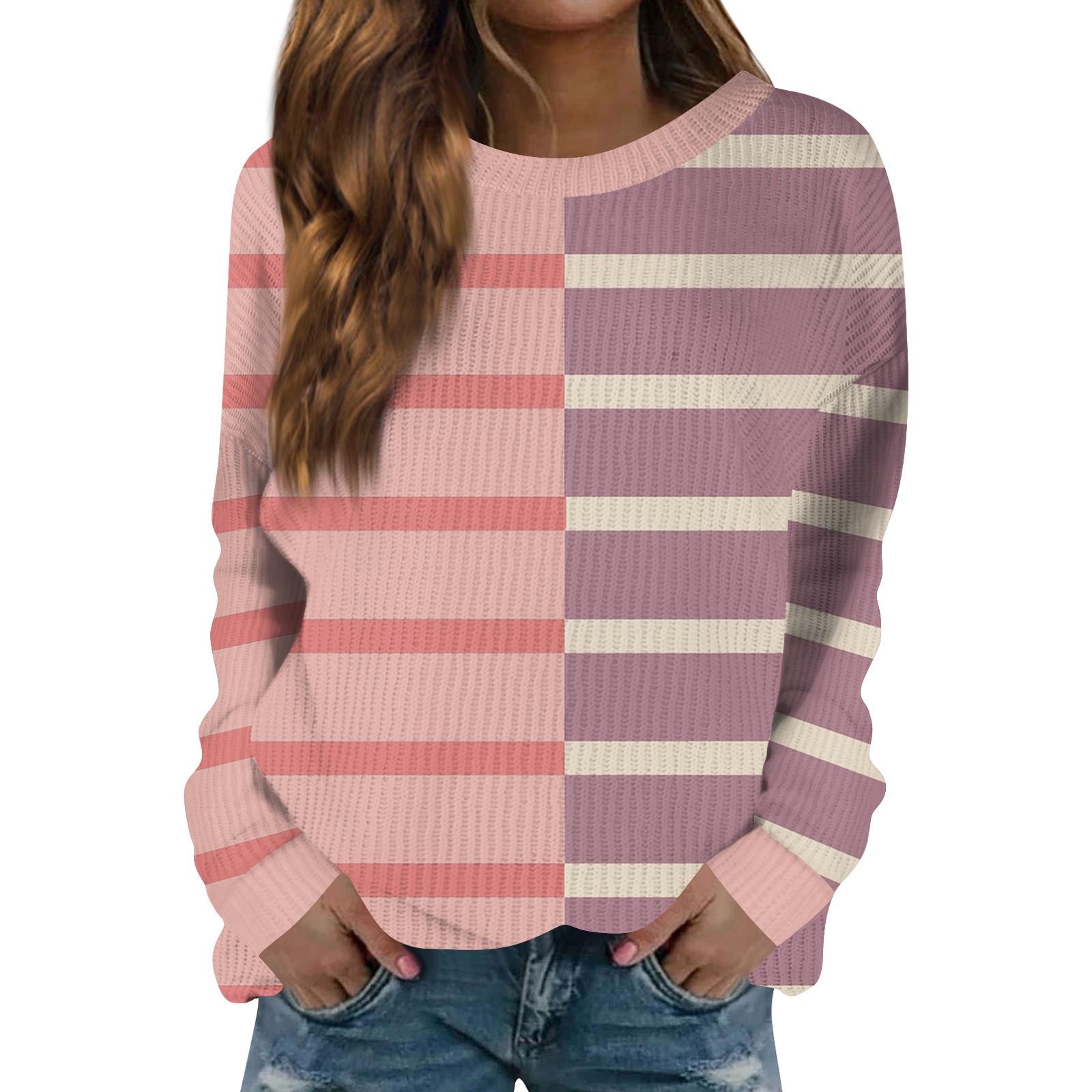 

Женский модный повседневный шерстяной трикотажный пуловер с длинным рукавом и круглым вырезом XL розовый