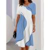 Fashion Women Elegant Dress Gradient Print Design Sense Pattern Summer Elegant Women A-Line Dress Casual Short Sleeve Mini Dress