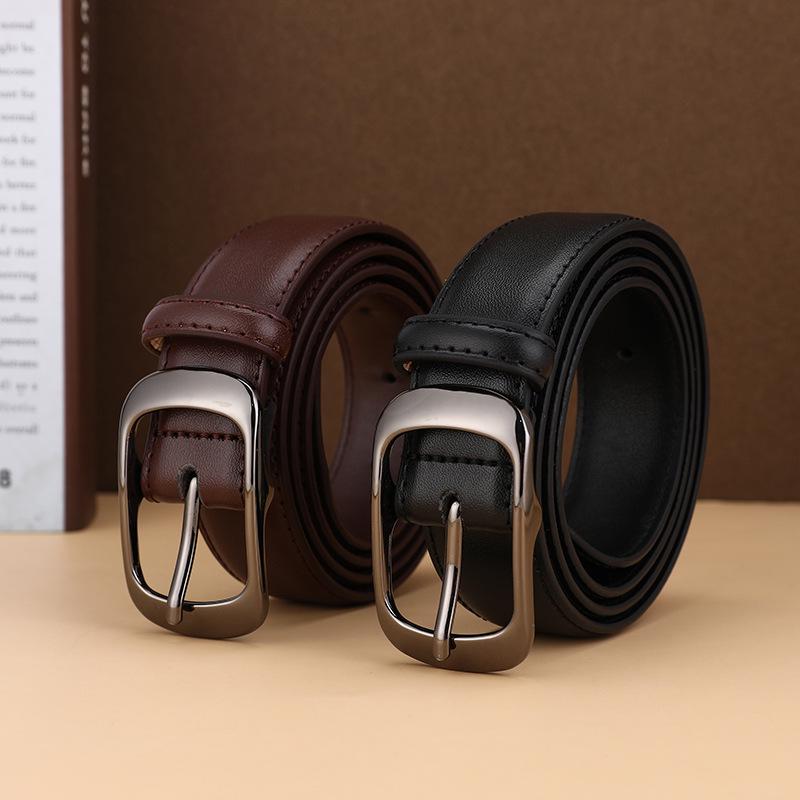 Pin Buckle Leather Belt: Unisex Hong Kong Style Trendy Belt for Jeans