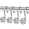 Set of 4 Practical Shower Curtain Rings Decorative Metal Hooks with Hollow Balls Designs for Bathroom Liners