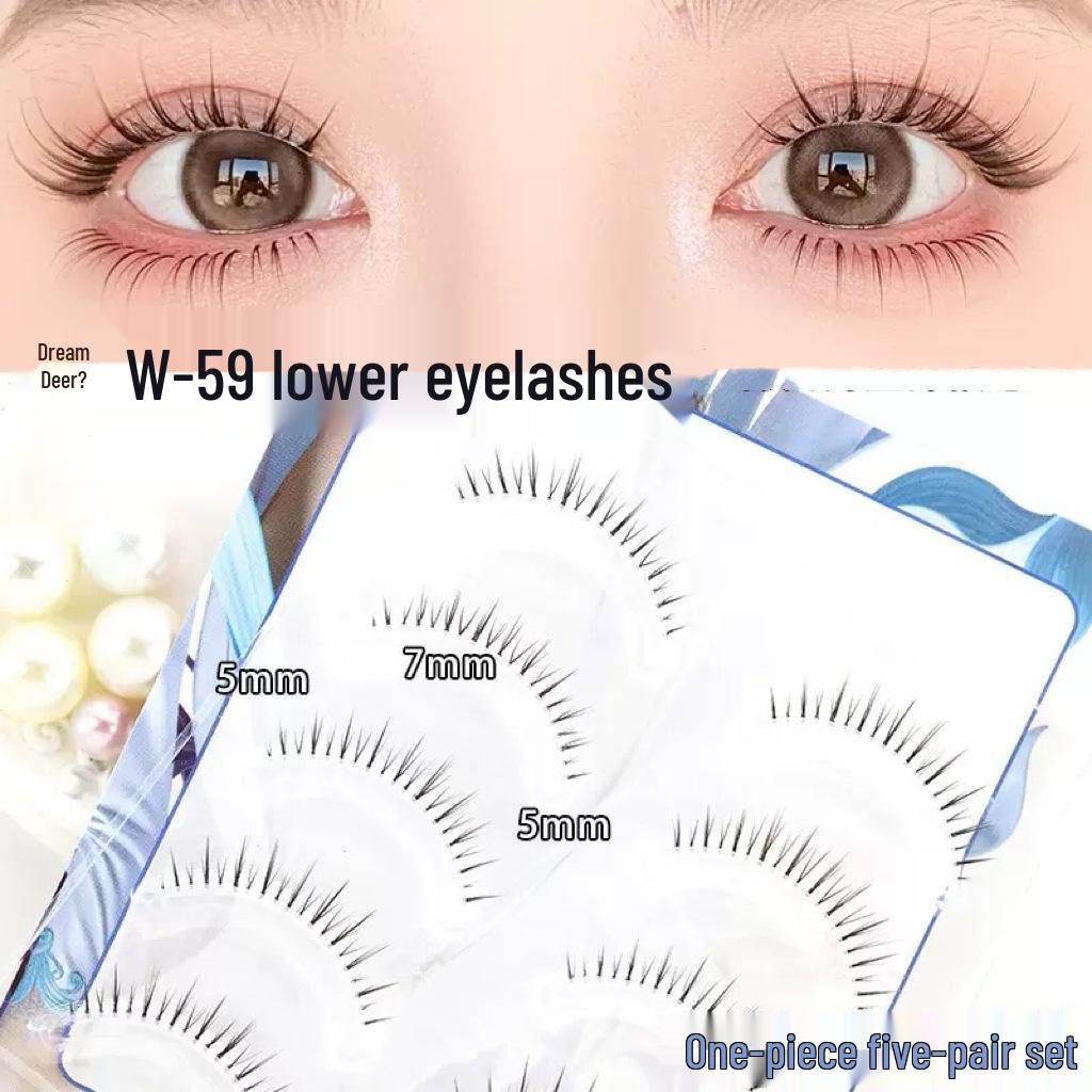 Dream Deer W-59 Realistic Natural Lower Lashes - Single Cluster, Clear Feel, Defined Roots.