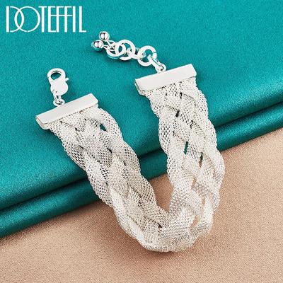 Bracelet Tissage Cadeau de Fête Argent Bijoux de Mode