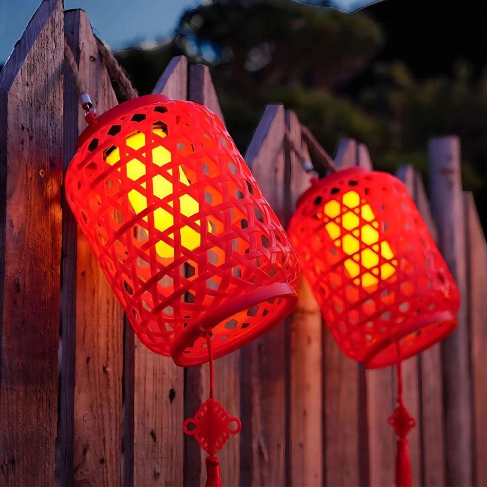 With Chinese knot Imitation Bamboo Lantern Hanging Tree Spring Festival Red Lantern New Year