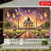 2D Taj Mahal Photography Background, Golden Mosque Sunset Indian Wedding Party Decor Banner