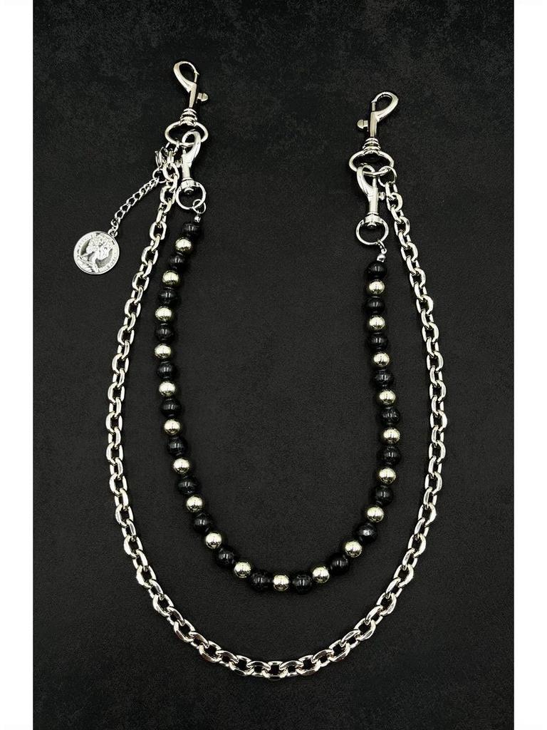 Women's High-End Vintage Pant Chain with Turquoise Beads and Black Pattern