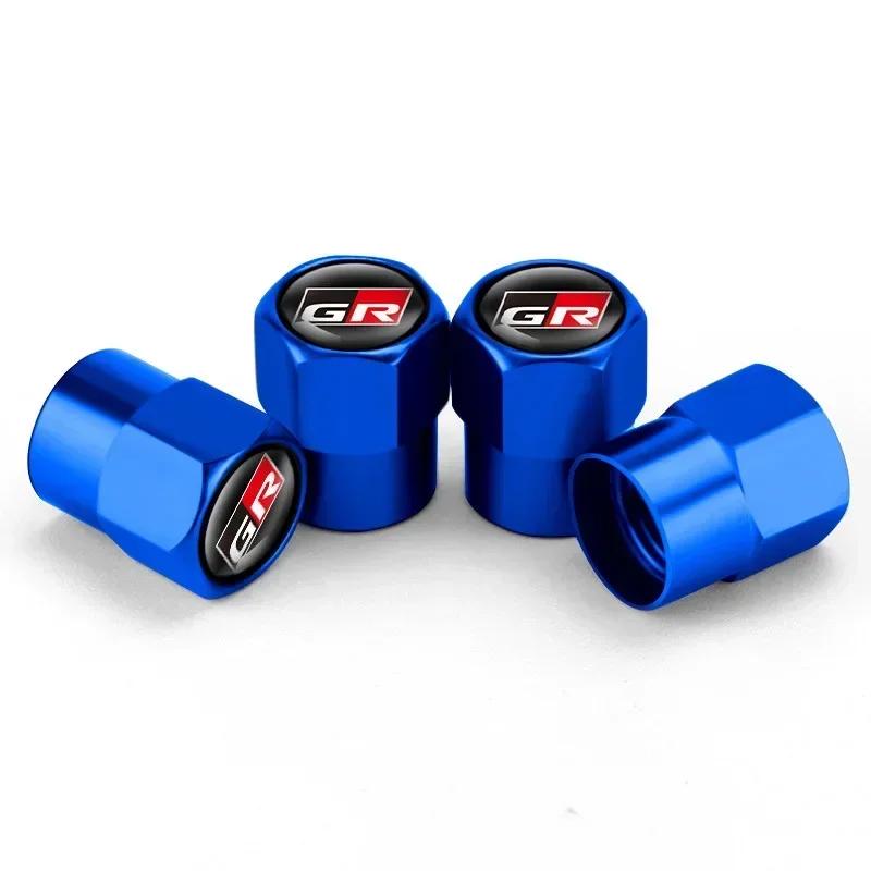 4Pcs Car Tire Valve Caps Metal Stem Air Cover Accessories For Toyota GR Sport Gazoo Rav4 Yaris Wheel 86 Corolla Hilux Racing CHR