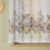 Flowers With Embroidery Effect Ready-Made Jacquard White Curtain With Flowers 250X160 Cm