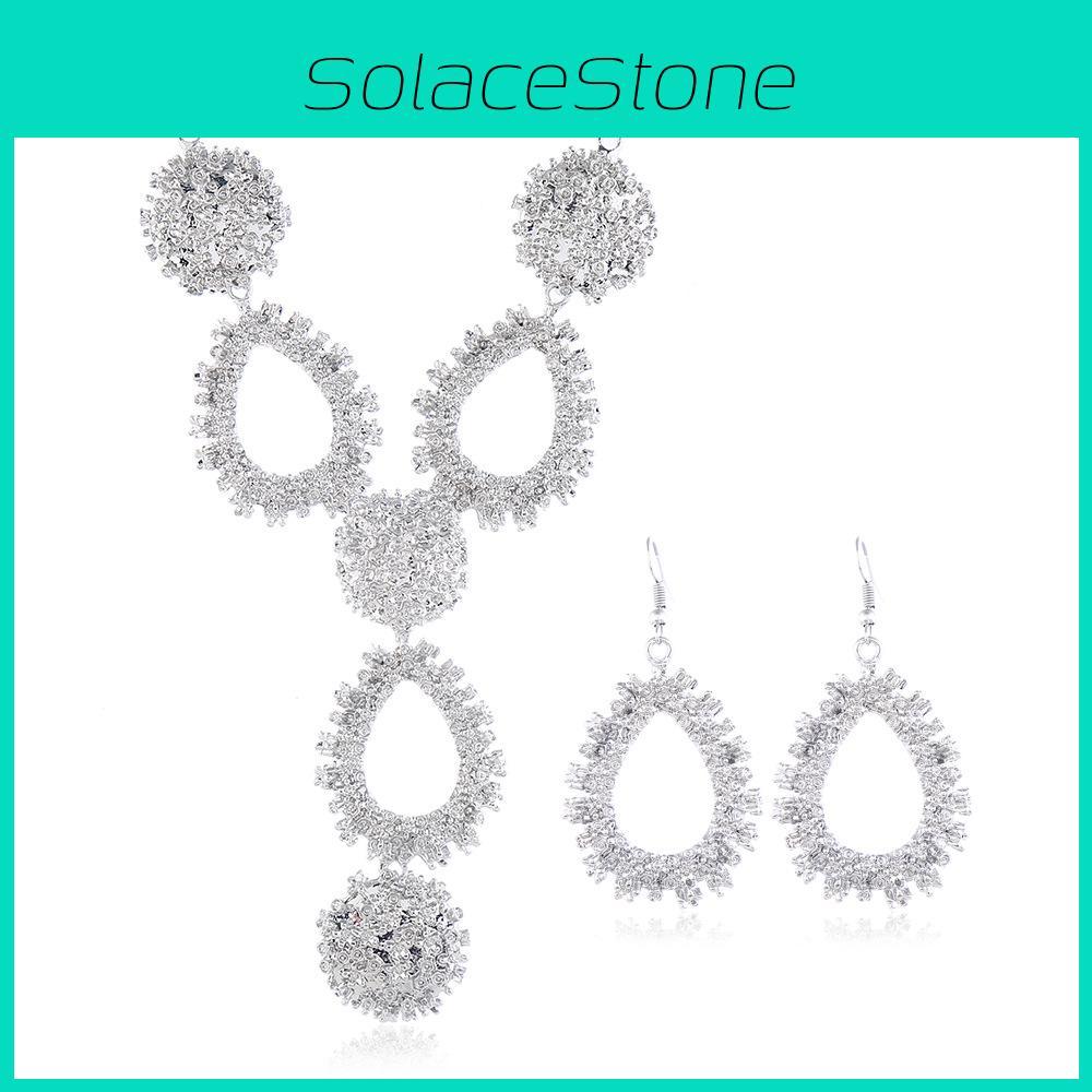 Geometric Water Chic Drop Necklace Set With Alloy Pendant And Chain For Spring