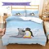Biancheria da letto con motivo PINGU, Set piumone Copripiumone Federa Regalo di compleanno per la casa (1 * copripiumino + 2 * federa, senza nucleo)