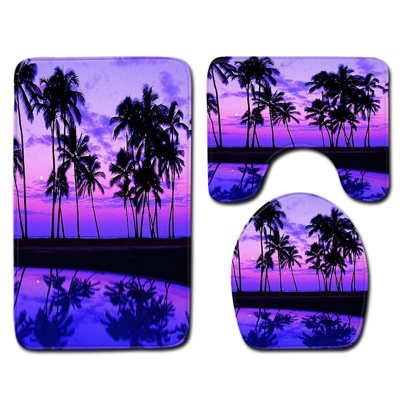 Beach Coconut Ocean View Printed Toilet Carpet Bathroom Decorative Absorbent Floor Mat