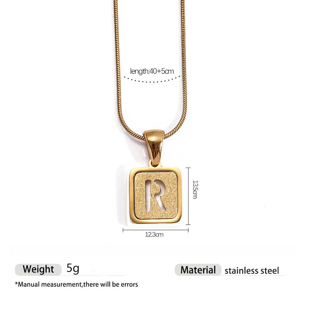 Stainless Steel Electroplated 26-Letter Pendant Necklace with Round Snake Chain