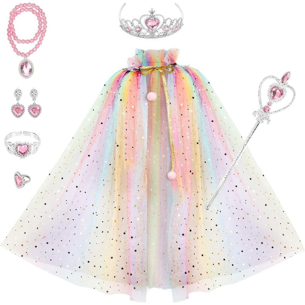Frozen, Children's Girl, Wallet, Crown Magic Wand, Necklace, Gloves, Set, Elsa Princess Sparkling Cloak