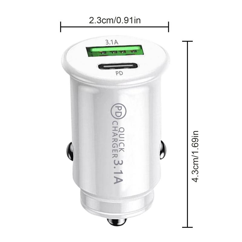 USB+TYPE-C Car Charger 3.1A 5V PD Cigarette L ighter USB Power Adapter Fast Charging Car Phone Charger For All Smart Phones