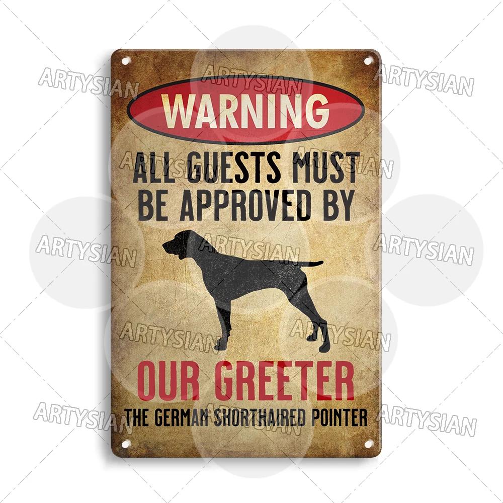 Beware Of Dog Warning Metal Sign German Shorthaired Pointer Aussie Dachshund Labrador Doxie Bulldog Dobermann Pyrenees Shiba Pug