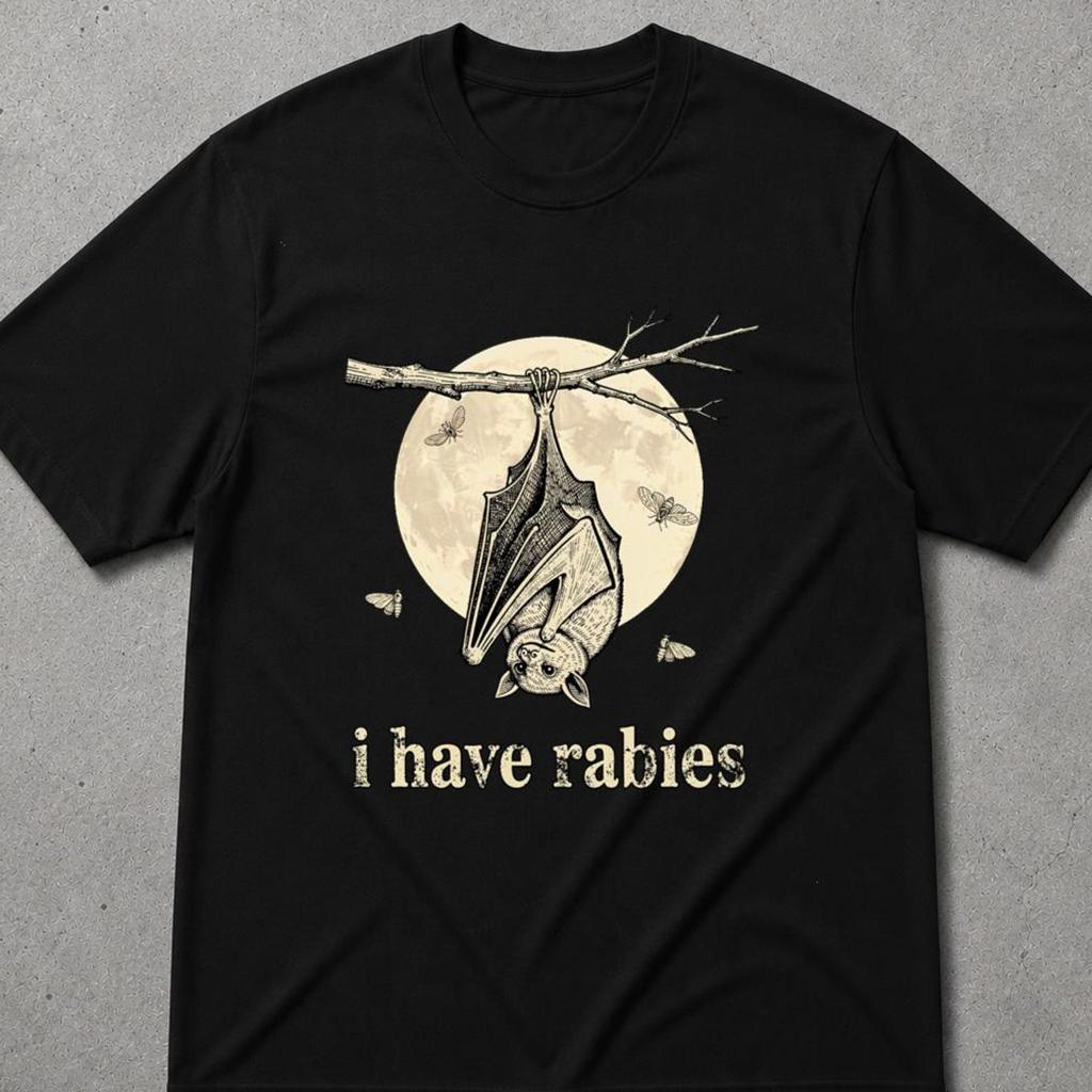 I Have Rabies T-Shirt, Weird Dark Shirt, Vintage Y2k Tee, Sarcastic Tshirt, Weird Dark Humor Shirt, I Have Rabies Bat T-Shirt, Sarcasm Shirt