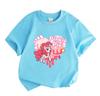 Kids Boys Girls 100% Cotton Crew Neck Short Sleeve T-Shirt, Cute Pink Pony Print Casual Comfortable Tee for Daily Wear, Lightweight Breathable Summer