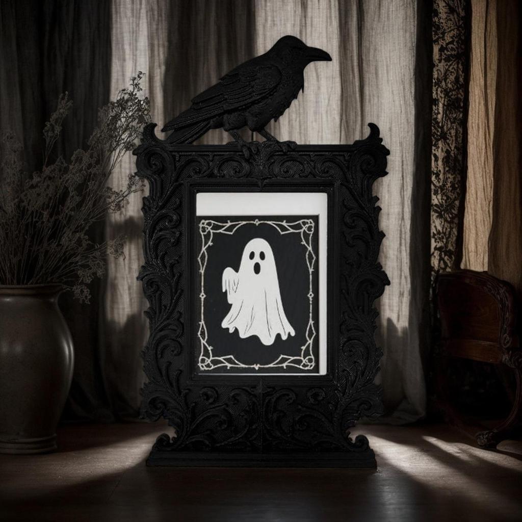 Gothic Halloween Crow Photo Frame Atmosphere Ornaments Multi-purpose Art Decorations For Home Desktop Festival Parties