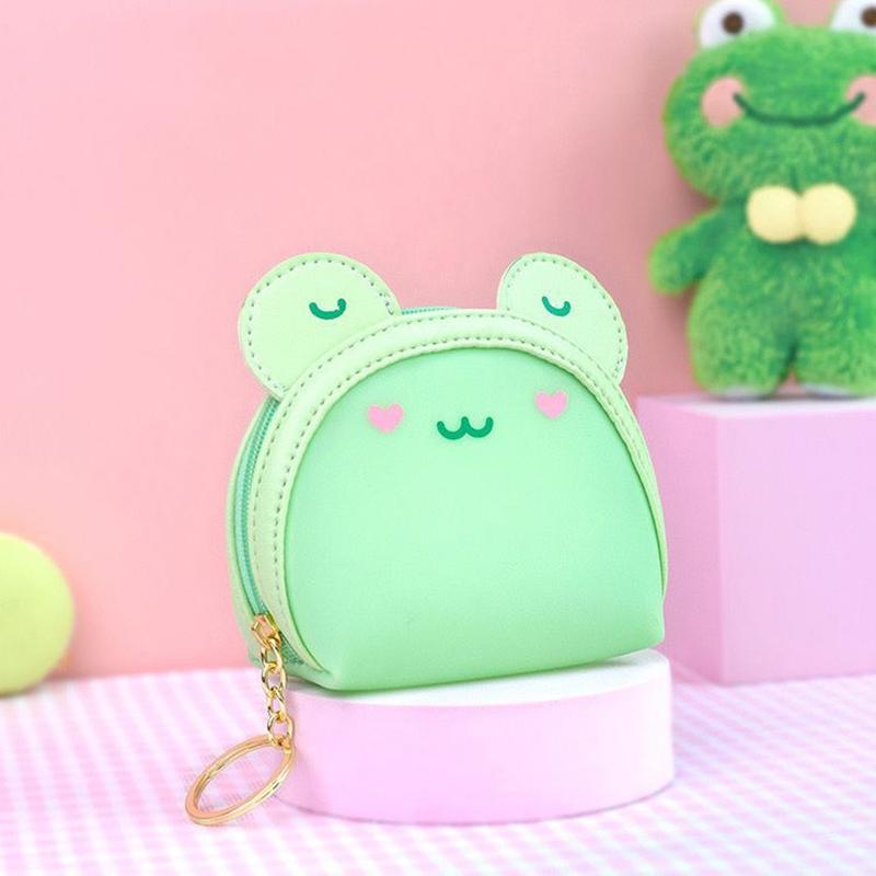 

Kawaii Mini Cartoon Jelly Color Cute Animal Zero Wallet Gift Couple Zipper Frog Mone Bag Womens Earphone Keychain Gift