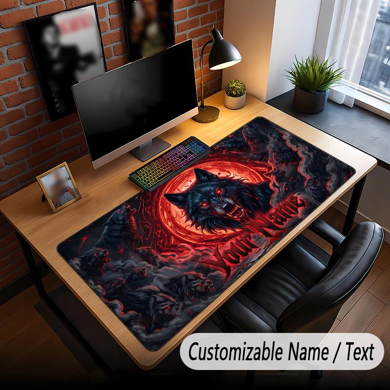 Wolf Theme Custom Mouse Pad Personalized With Name Text Customized Desk Mat For Office Home Decor