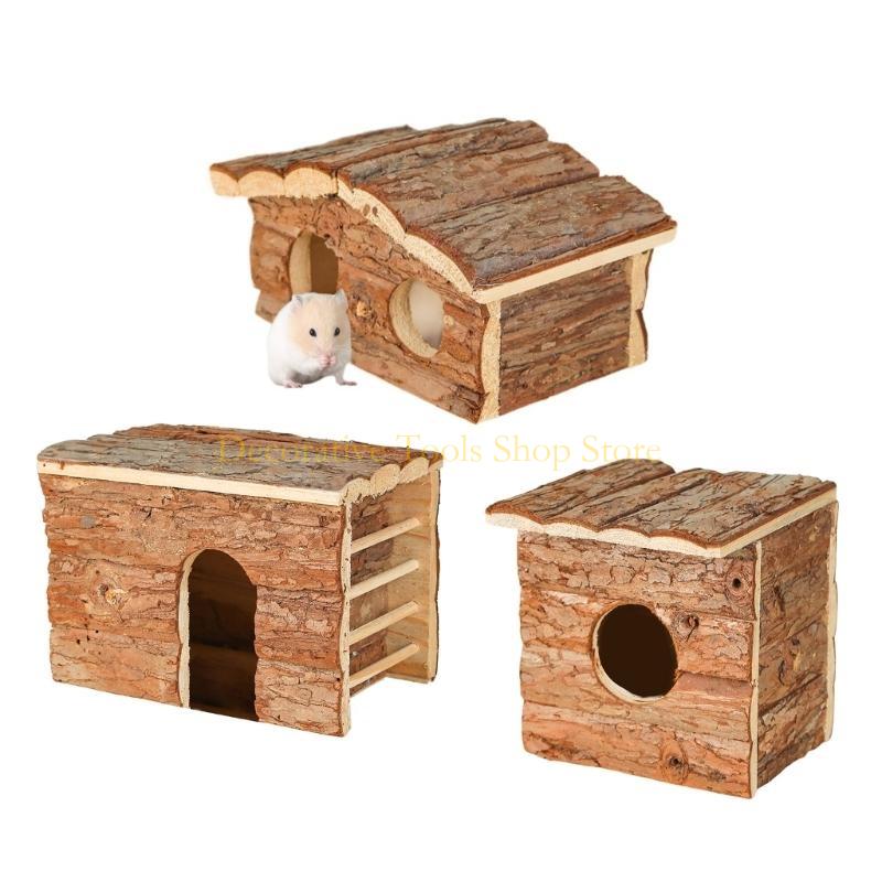 QX2E Hamster Shelter House for Small Animal Hideaways House Cabin Hideouts Habitat Cage Decors for Squirrels Chinchillas