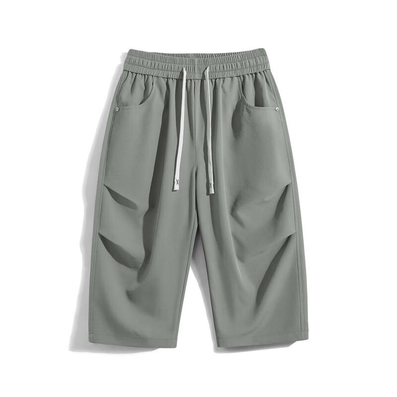 Men's Loose Fit Ice Silk Capris Beach Shorts