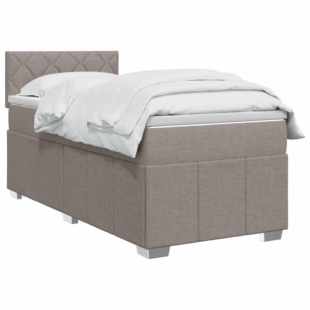 Box Spring Bed with Mattress and Headboard Taupe 90 x 200 cm Fabric