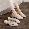 Fashion Shoes Ladies' Slippers Low Floral Slides Embroider Ethnic Retro Shoes Ladies' Slippers Low Retro Ethnic Floral Slides