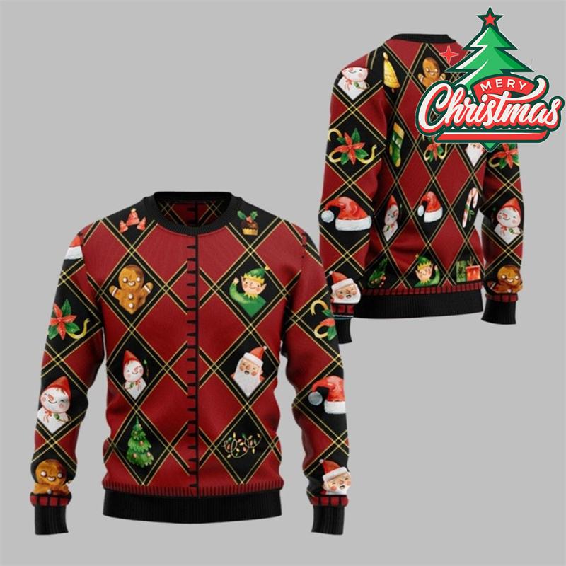 Oh Snap Funny Gingerbread Christmas Ugly Sweater Men Clothes Cute Neon Print Loose Sport Sweater Festival Unique Gift Sweatshirt