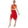 Womens Sleeveless Color Block Patchwork Dress Invisible Zipper Back Irregular Hem Lyrical Performance Dress