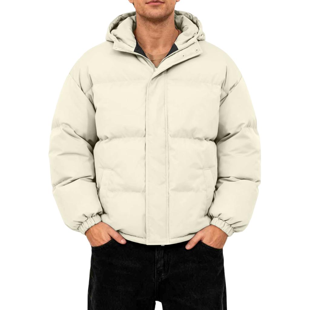 Herren Oversized Casual Daunenjacke mit langen Ärmeln und Kapuze