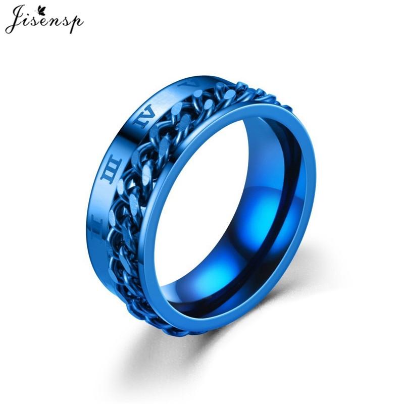Fashion Anxiety Fidget Rings Relaxing Stainless Steel Rotatable Chain Ring for Men Women Spinner Zircon Gold Black Bague Homme