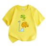 Kids Boys Girls 100% Cotton Crew Neck Short Sleeve T-Shirt, Funny Cartoon Dinosaur Print Casual Comfy Tee for Toddler Children Daily Outdoor Play Wear