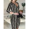 Autumn Women's Dress Fashion Geometric Pattern Wrap Dresses