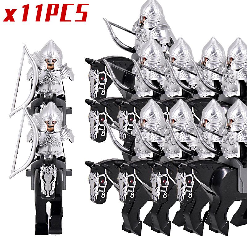 The Soldier With War Horse Gondor Army Figures Lotr Armor Guard Warrior Archer Medieval Knights Building Blocks Bricks Toys Gift