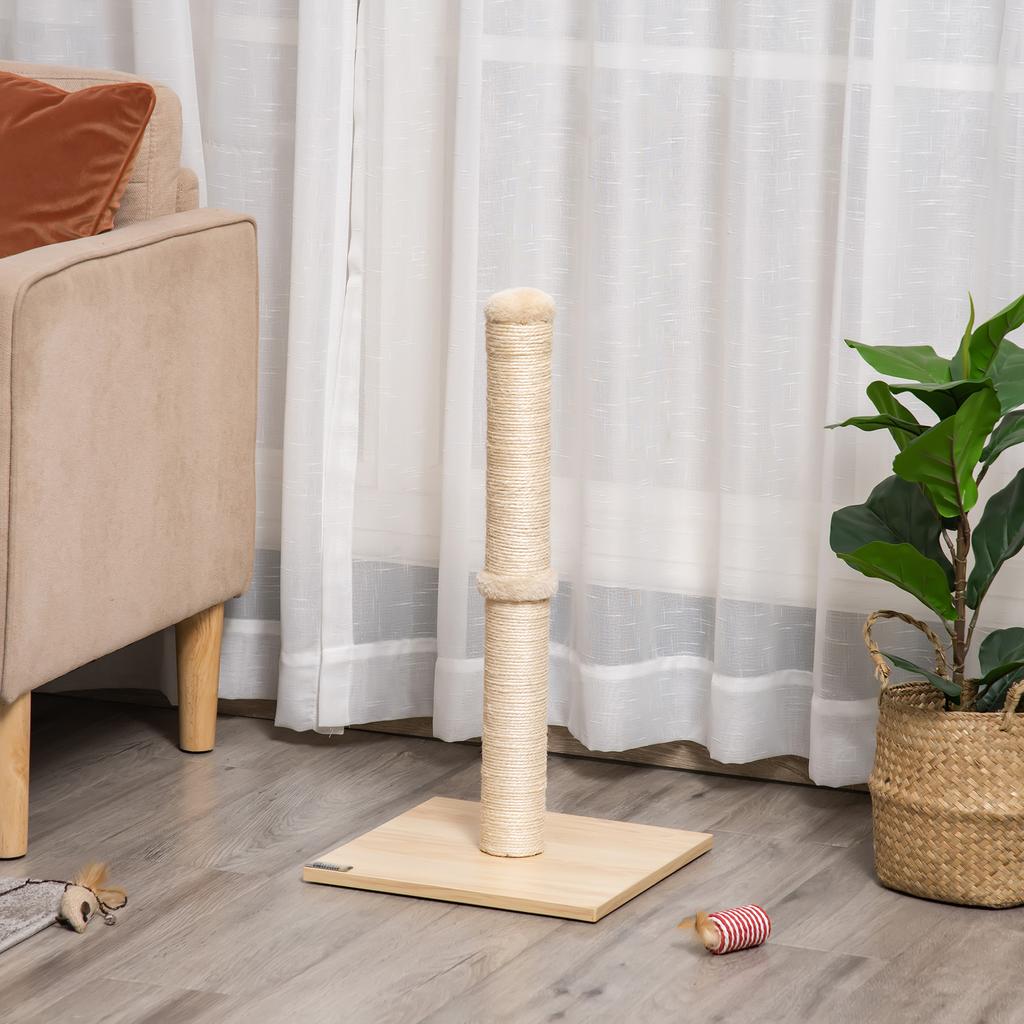 Scratching Post 60 cm Tall Scratching Trunk for Cats up to 5 kg, Cat Scratching Tree with Sisal Rope, Beige+Oak