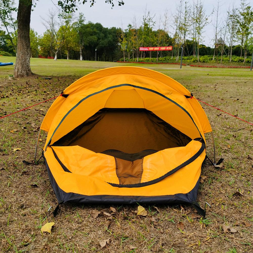 

Single Person Backpacking Tent Hiking Bivy Tent Lightweight Sleeping Bag Tent with Ground Cloth жёлтый