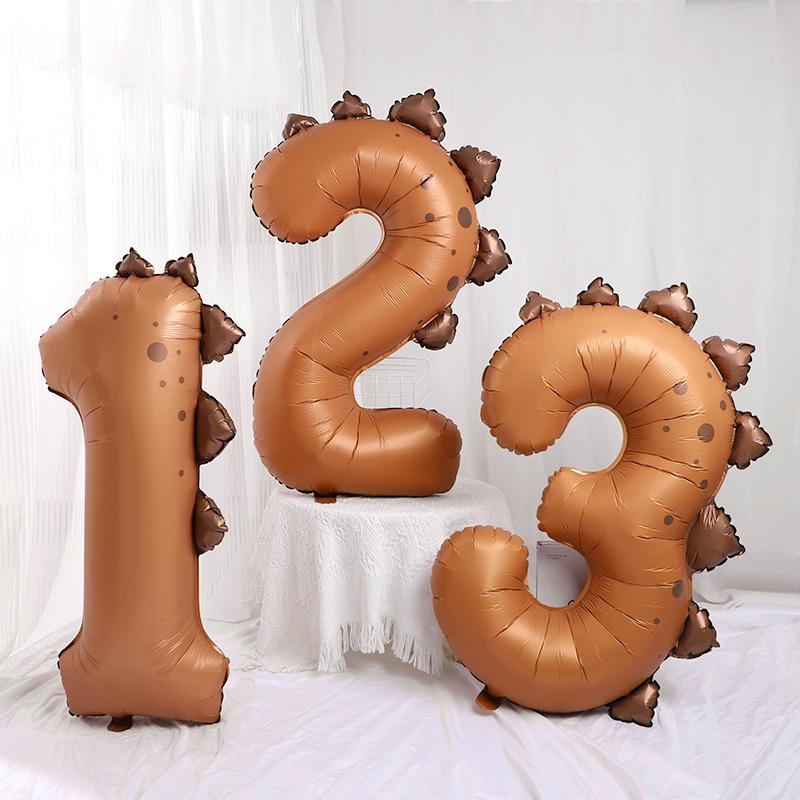 40Inch Giant Dinosaur Number Balloons Boy Girl Jungle Birthday Party Decoration Kids 1st Birthday Cartoon Foil Balloon Supplies