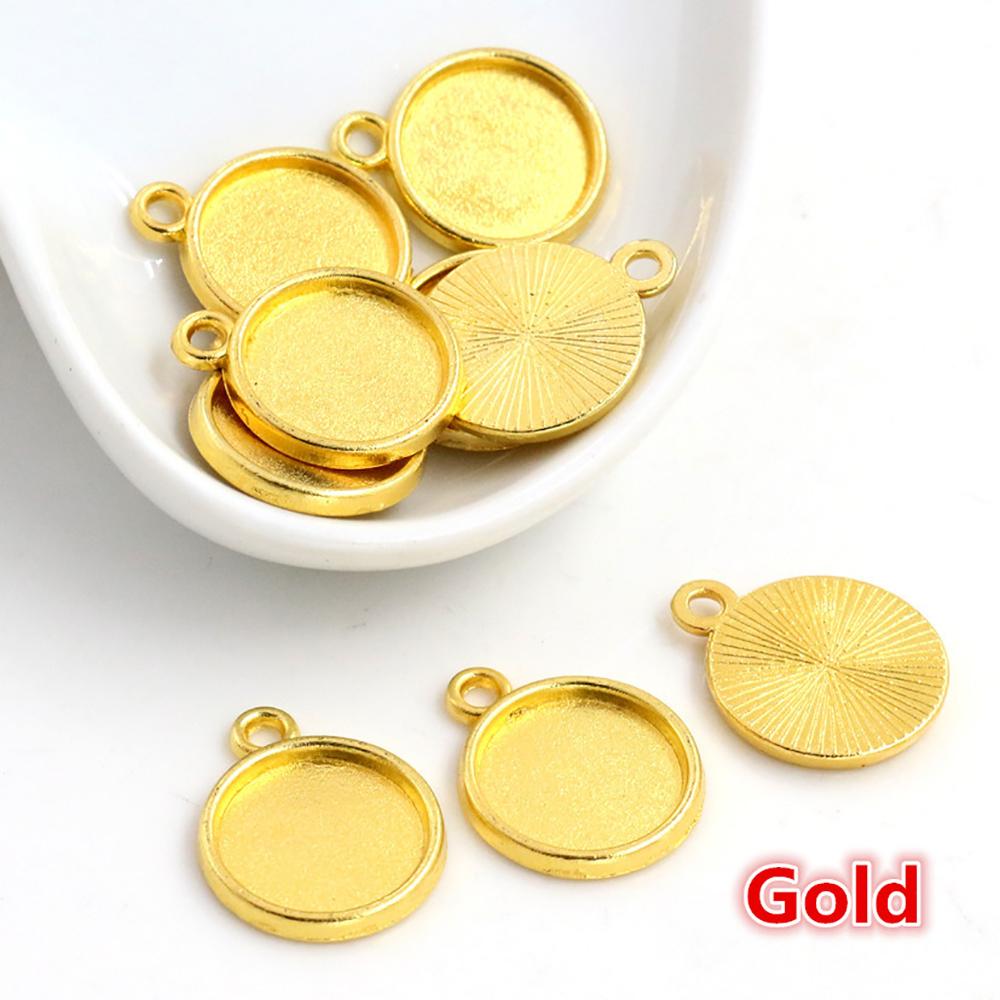 8mm 10mm 12mm Inner Size Classic 7 Color Plated One Sided Single Hanging Simple Style Cabochon Base Setting Pendant