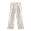 Spring 2026 Striped Fluffy Sleeve Shirt with Pleated Pants Set