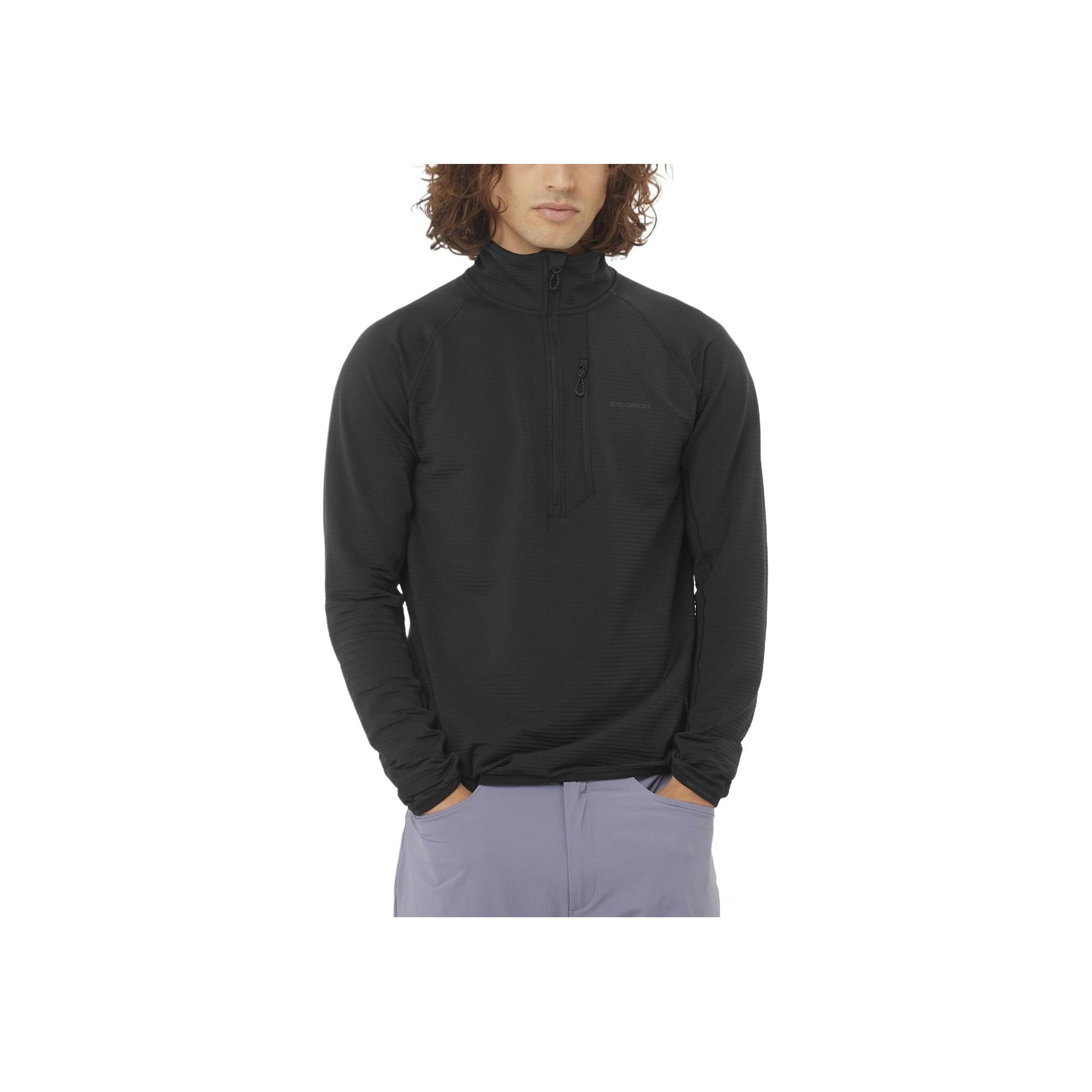 

Salomon Essential Lightwarm Comfortable Solid Color Breathable Long Sleeve Mountaineering Shirt Men tops Black C24444 XL