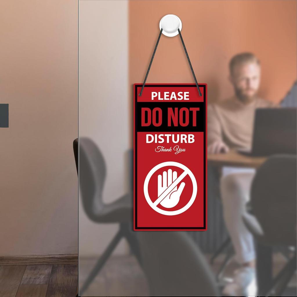Putuo Decor Do Not Disturb Door Hanger, Welcome Please Knock Sign - 10x5 Inches PVC Double Sided Reversible for Therapists Office Clinic Treatment