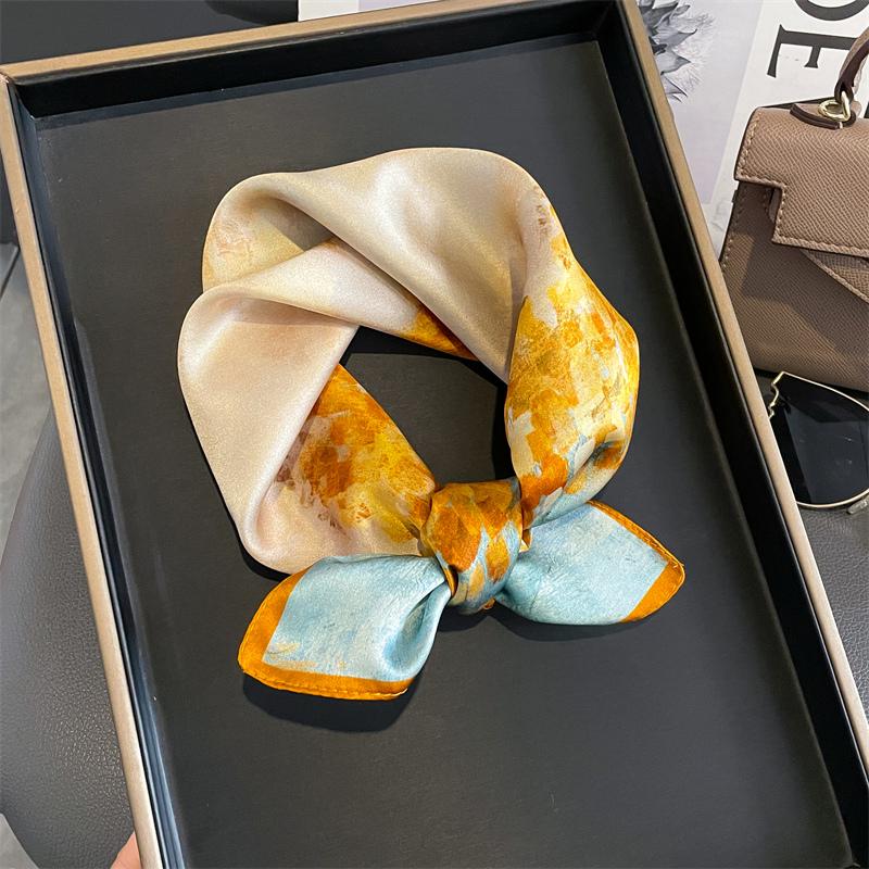 

Fashion 100% Real Silk Scarf 53cm Square Bandelet Women s Silk Temperament Small Scarf Neck Decorative Wrap Printed Scarves