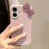 Cute 3D Diamond Bow Pink Phone Case For iPhone 17 16 15 14   11 Pro Max XR X XS Leather Texture Soft Shockproof Bumper Cover