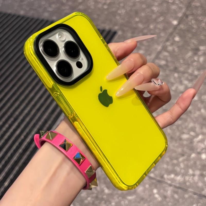 Luxury Transparent Shockproof Case For 11 12 13 14 15 16 Plus Pro Max X XS XR Clear Fluorescent Neon Bumper Armor Cover