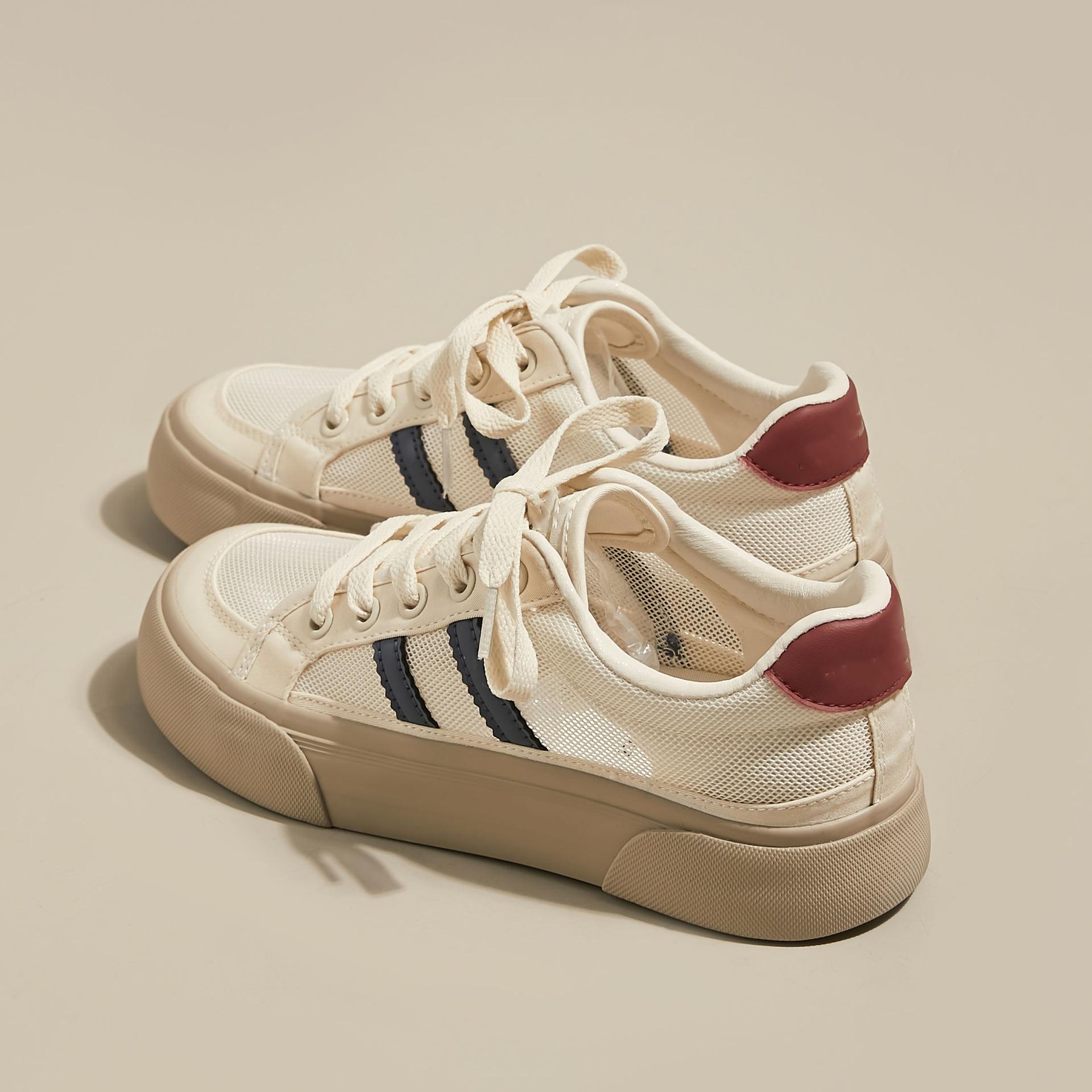 

Thick baseplate shoes women s summer breathable mesh versatile niche sports little white shoes 40