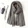 105*190cm One Piece Women Oversize Solid Plain Scarf Shawls Head Wraps Viscose Cashmere Muslim Frayed Hijabs Pashmina