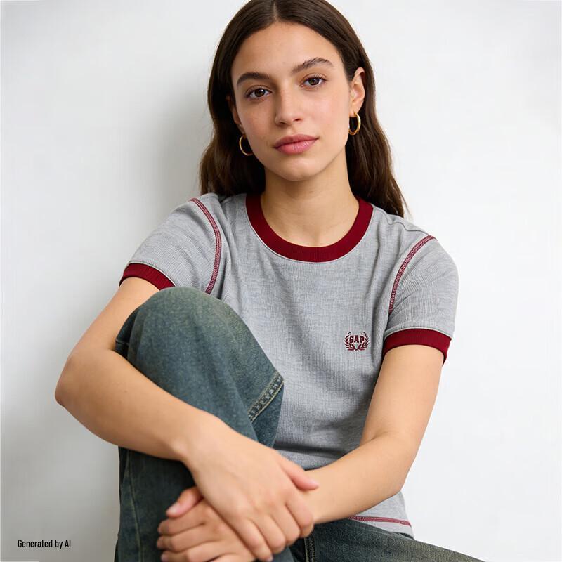 GAP Women's Retro Logo Embroidered Short Sleeve T-Shirt