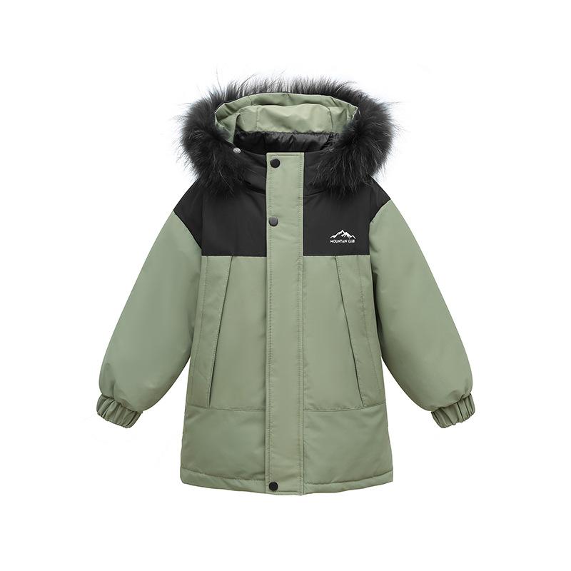 

Детская большая бархатная куртка из искусственного меха с капюшоном и толстым пальто, средней длины, ветровка для мальчиков и девочек 160cm армия зеленый