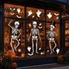 Removable Glass Sticker 3Pcs Halloween Skeleton Stickers Waterproof PVC Window Clings Static Decals Stickers for Home Living Room Bedroom